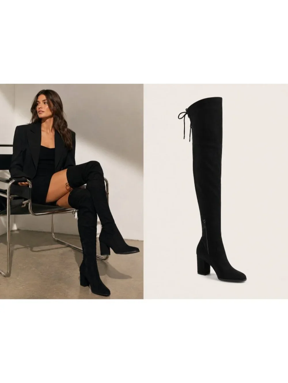 Marc Fisher LTD Black Over the Knee Pointed Toe Block Heel Boots 8M NWOB